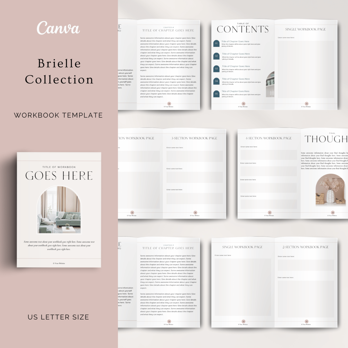 Brielle Bundle Collection of Canva Templates for female entrepreneurs from Creative Luxe Studio
